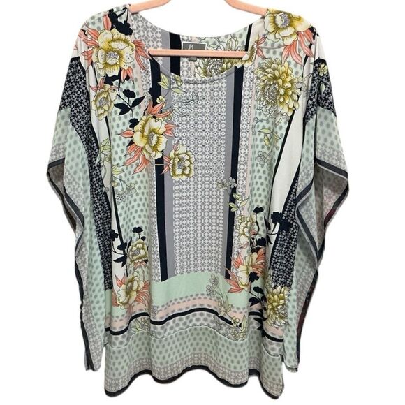 JM Collection Embellished Studs & Rhinestones Top XL - Picture 1 of 6